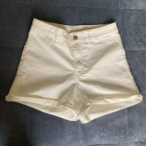 High rise white jeans shorts